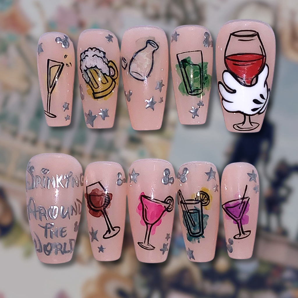 Drinking Around the World Press On Nails